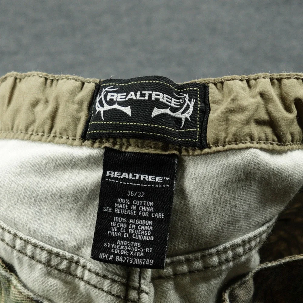 Realtree Pants Mens 36x32 Green Xtra Camo Straight Leg Cotton Button Fly D-Ring